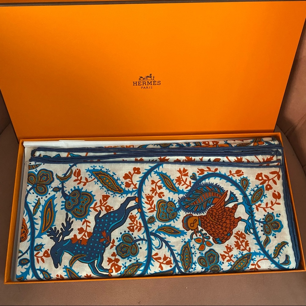 HERMES || authentic cashmere shawl scarf by Jardins De Soie